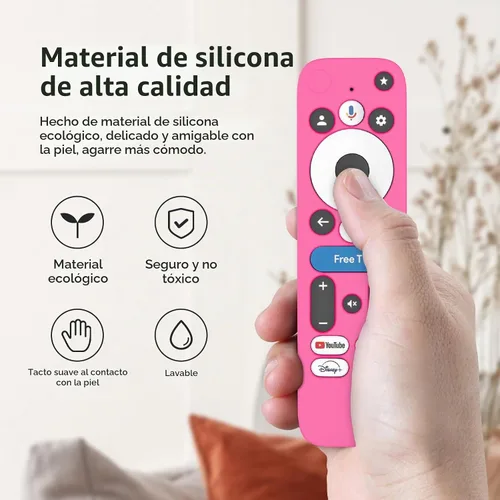 Vista 2 de LEFXMOPHY Funda para dispositivo de transmisión onn Google TV 4K Pro 2024, funda protectora de silicona rosa Rosado