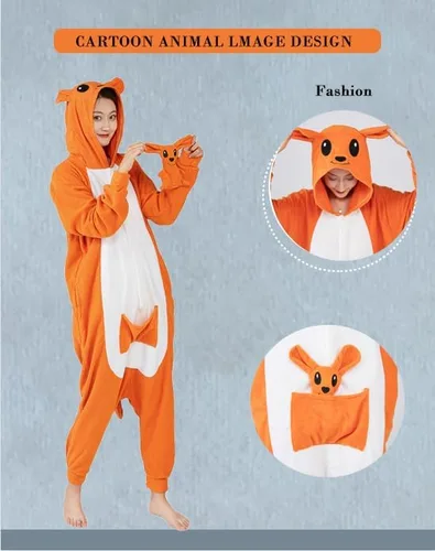 Vista 2 de xinhauli Disfraz unisex de animal para adultos, disfraz de pijama de una pieza para adultos, disfraz de Halloween y Navidad para adultos..