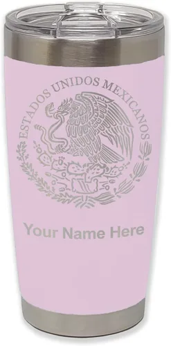 Vista 25 de LaserGram - Vaso personalizado de 20 onzas, bandera de México (negro)