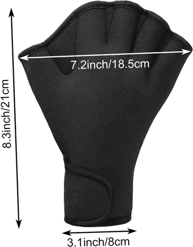 Vista 2 de Sumind - 2 pares de guantes de natación para mujeres y hombres, guantes de neopreno con malla para aeróbicos acuáticos, ejercicio de piscina, Negro