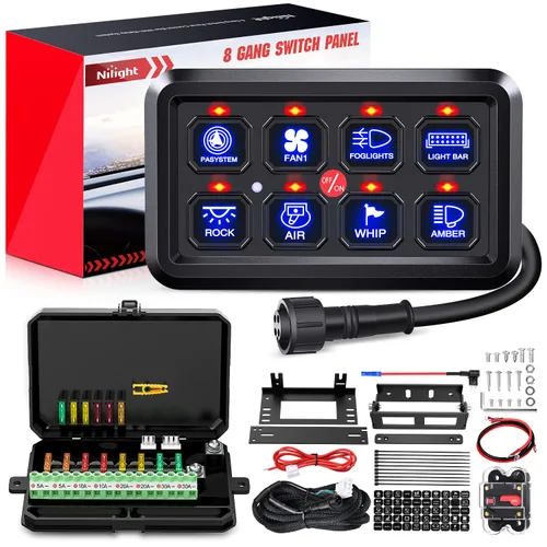 Vista 19 de Nilight Sistema de relé de control de circuito azul 12V 24V del panel