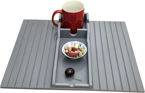 Vista 3 de Soporte para tazas de sofá, mesa de sofá para sofá, mesa de reposabrazos, mesa portátil, mesas de bandeja y mesas auxiliares para espacios pequeños.