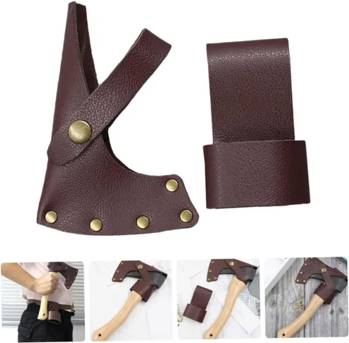 Vista 6 de YARNOW 4 Conjuntos de accesorios de camping camping hacha funda de cuero hacha manga hacha cubierta de hacha al aire libre cubierta de hacha