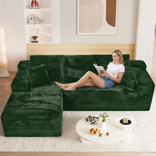 Vista 18 de Sofás seccionales de nube deshuesada de 95 pulgadas para sala de estar, cómodo y esponjoso sofá de espuma viscoelástica en forma de L, sofá modular