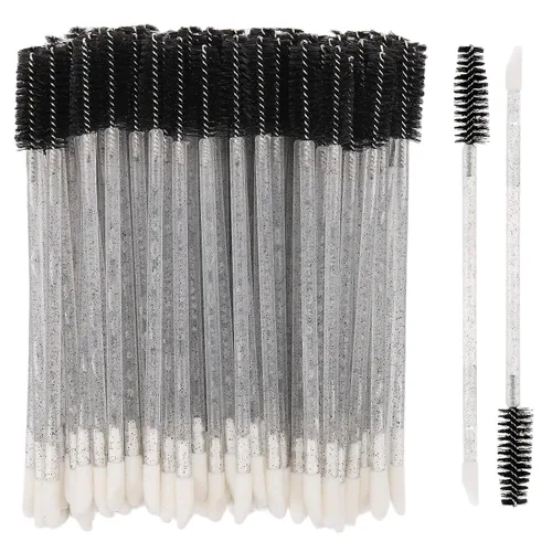 Vista 13 de 100 varitas de rímel desechables de doble extremo, cepillo de labios, aplicador de lápiz labial, carretes de cejas para extensiones de pestañas