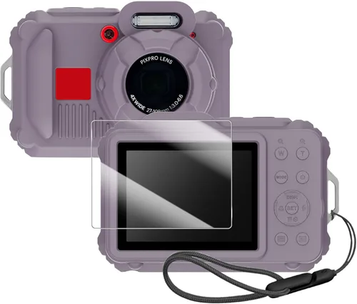 Vista 18 de Funda protectora de silicona para cámaras digitales Kodak Pixpro wpz2, con protector de pantalla y cordón, para accesorios Kodak Pixpro wpz2 - Negro