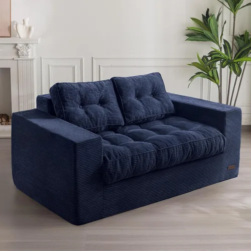 Vista 19 de MAXYOYO Sofá de 3 Plazas sin Estructura, Sofá Moderno Acolchado para Sala de Estar, Sillón Suave Tipo Puf de Espuma de Alta Densidad con Almohadas