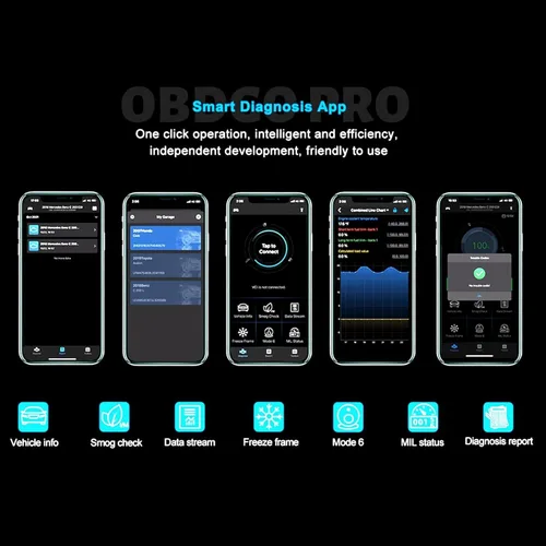 Vista 6 de Escáner OBD2 para Porsche, Benz, Ford, VW, Audi, Bluetooth OBD2 herramienta de diagnóstico para iOS y Android, verifica la luz del motor, lee