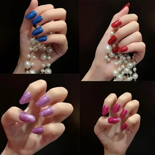 Vista 6 de 12 hojas de esmalte de uñas con purpurina, tiras de esmalte de uñas de color sólido, calcomanías de esmalte de uñas de envoltura completa