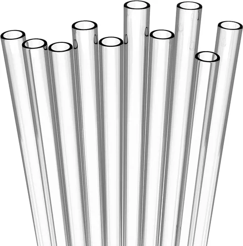 Vista 6 de Fiesta First 10 Pajitas de Plástico Duro Reutilizables Largas para Beber, Ancho Medio + Cepillo de Limpieza Resistente - para Vasos, Frascos Mason
