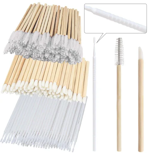 Vista 12 de Kit de suministros para extensión de pestañas de 300 piezas, cepillos desechables para pestañas, micro hisopos, varitas para máscara, cepillos