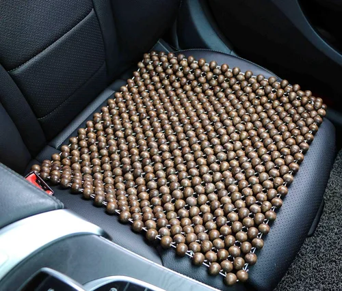 Vista 3 de Protector de asiento con cuentas de madera natural, almohadilla transpirable, fresca y cómoda para verano, cojín masajeador (cuadrado)