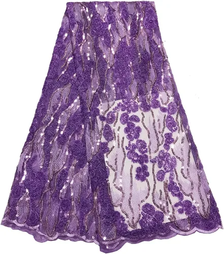 Vista 7 de Tela de encaje de lentejuelas elegante bordado floral africano encaje purpurina nigeriana tul red para coser vestido de novia, 5 yardas, verde