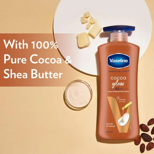 Vista 5 de Vaseline Intensive Care Cocoa Glow Loción Corporal, 13.5 fl oz Loción Hidratante