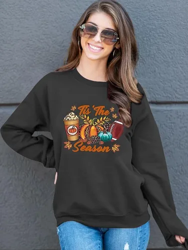 Vista 5 de FAYALEQ Sudadera de otoño para mujer, sudadera de otoño con diseño de calabaza, para el día del juego, camiseta de fútbol casual