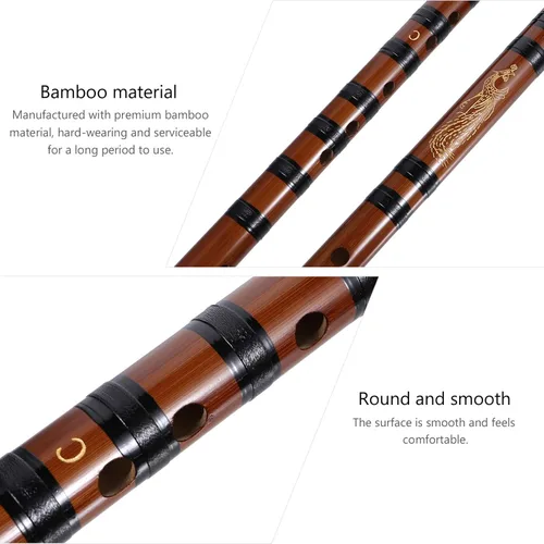 Vista 3 de Flauta de bambú para principiantes, flauta de bambú china con caja de almacenamiento, instrumento musical tradicional (tecla C)