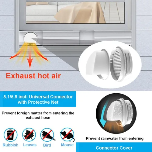 Vista 7 de Kit de ventilación portátil para ventanas de aire acondicionado, sello de ventana de aire acondicionado para manguera de escape de aire