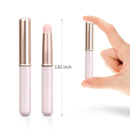 Vista 7 de UNIMEIX Paquete de 3 cepillos de mezcla de labios con tapa, cabeza redonda, cepillo corrector de manchas, aplicadores profesionales de brillo