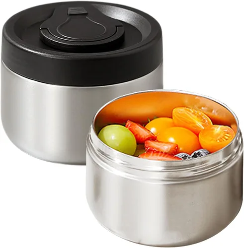 Vista 8 de Paquete de 2 termos para comida caliente, lonchera aislada apilable, caja Bento de acero inoxidable aislada al vacío de boca ancha a prueba de fugas