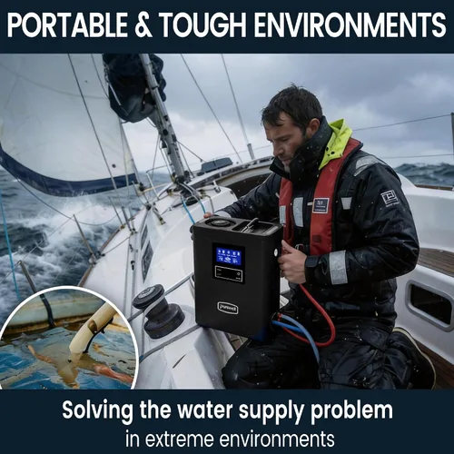 Vista 8 de Purewell® K8680 RO Sistema purificador de agua, 10 etapas RV portátil de filtración de agua de supervivencia con UV, tasa de desalinización alcanza