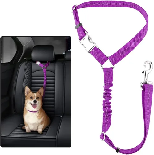 Vista 11 de Plutus Pet Cinturón de seguridad para perro para reposacabezas de automóvil, retención reflectante y ajustable con elástico para mayor seguridad