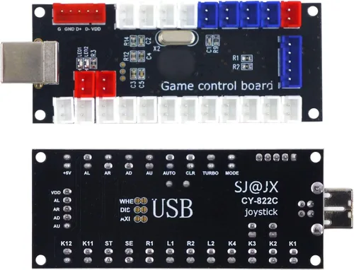 Vista 3 de SJJX Controlador de juego de arcada codificador USB Zero Delay 2 jugador a botón de joystick para PC MAME Raspberry Pi Retro