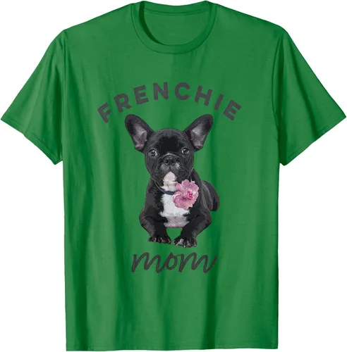 Vista 5 de Camiseta Bulldog Francés para Mujer, Frenchie Mom, Flor, Negro, S