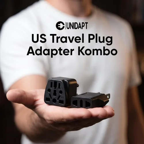 Vista 7 de Unidapt Adaptador de enchufe de viaje internacional para EE. UU., 2 piezas Negro