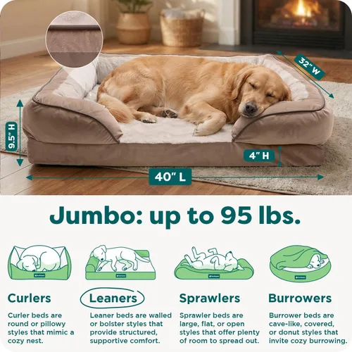 Vista 3 de Furhaven - Cama para mascotas de espuma viscoelástica para perros y gatos, cama para perros tipo sofá, comodidad perfecta, con ondas, de terciopelo