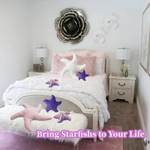 Vista 6 de Juguete de peluche de estrella de mar, animales marinos, animales marinos, linda decoración de habitación de playa y océano costero