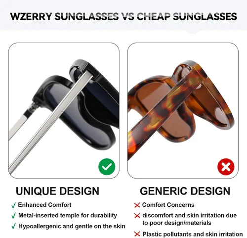 Vista 6 de Wzerry Gafas de sol polarizadas para mujer, gafas de sol clásicas retro con marco cuadrado, protección UV400