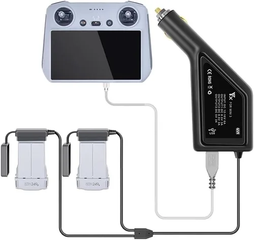 Vista 2 de [Piezas de drones] Cargador de coche 3 en 1 para DJI Mavic Mini 3/3 Pro Hub de carga de batería inteligente Conector de coche Adaptador USB Multi 2
