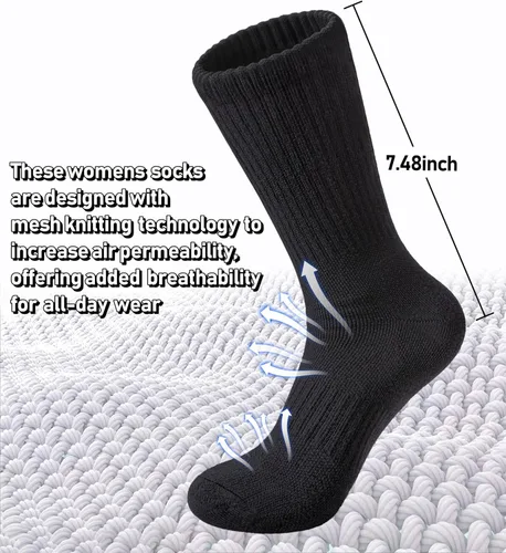 Vista 4 de FNOVCO Calcetines de compresión atléticos gruesos acolchados para mujer, 5 pares