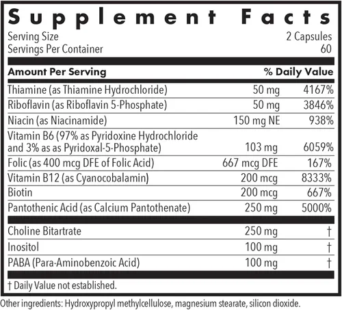 Vista 3 de Allergy Research Group ARG Super Vitamina B - Suplemento completo de vitamina B - Coenzima B2 y B6 para una biodisponibilidad mejorada - Apoyo al