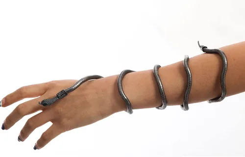 Vista 6 de Gargantilla de serpiente punk flexible ajustable, collar de envoltura flexible, multiusos, joyería Medusa Hollween para mujer