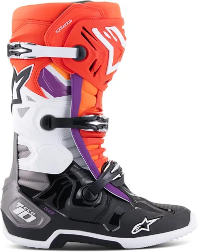 Vista 8 de Alpinestars Botas Tech 10 para hombre, Negro/Rojo Fluo, 7