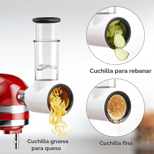 Vista 6 de Accesorios para molinillo de carne y triturador de rodajas para mezclador de pie KitchenAid, molinillo de carne con tubos para embutir salchichas