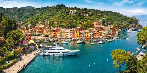 Vista 2 de CASTORLAND Rompecabezas de 4000 piezas, vista de Portofino, Italia, paisaje romántico, rompecabezas turístico, vacaciones italianas, paisaje