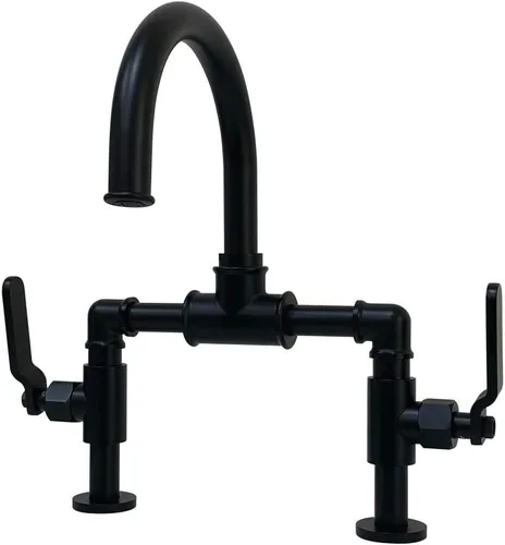 Vista 13 de Kingston Brass KS2173KL Whitaker - Grifo de baño de estilo industrial con drenaje emergente, latón antiguo
