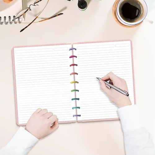 Vista 4 de Papel de relleno rayado para planificadores de 9 discos, insertos preperforados de tamaño clásico para Happy Planners, papel de hojas sueltas de 100