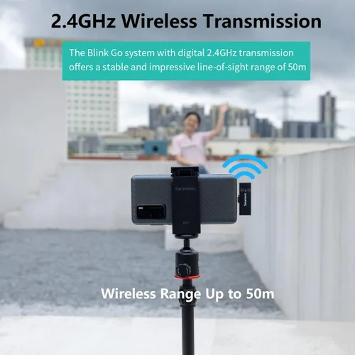 Vista 4 de Saramonic Micrófono inalámbrico para Android, Blink GO-U2 Micrófono inalámbrico Lavalier con cancelación de ruido para dispositivos