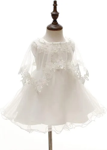 Vista 2 de Juego de 3 piezas de vestido de bautizo, vestido formal para niña, Marfil