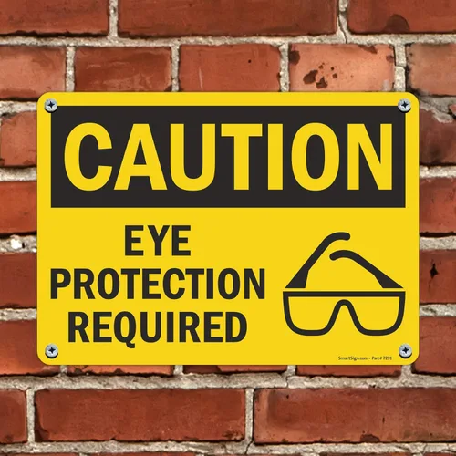 Vista 3 de SmartSign - U9-1533-NP_10x14 "Precaución - Se requiere protección ocular" Plástico negro sobre amarillo de 10 x 14 pulgadas