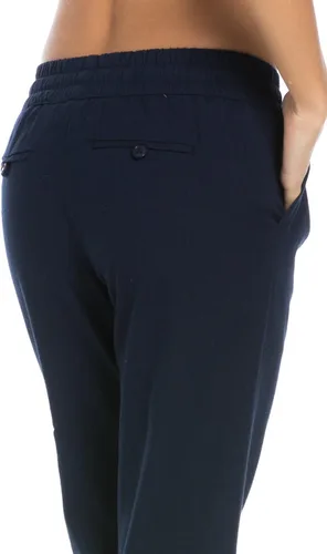 Vista 5 de Pantalones cómodos de lino con cordón y cintura elástica para mujer