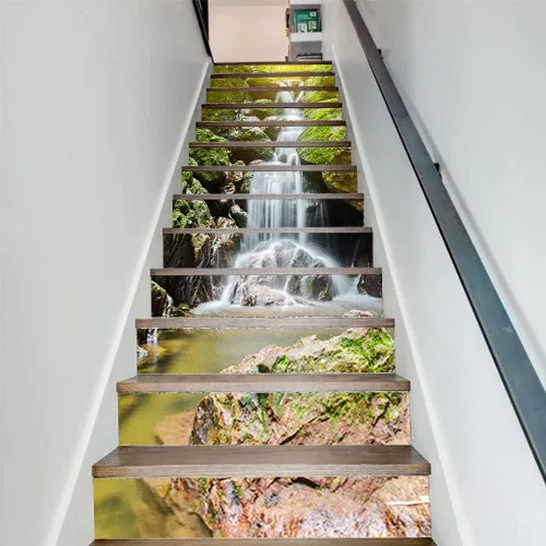 Vista 7 de KACOLOR Pegatinas autoadhesivas de paisaje natural 3D para escaleras, murales de pared, calcomanías de vinilo para escaleras, decoración de papel