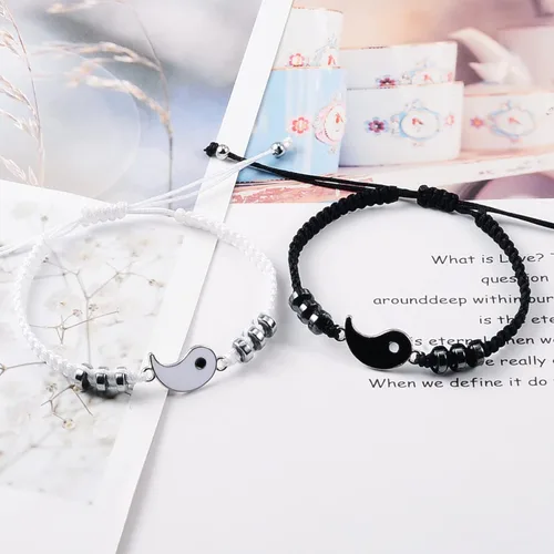 Vista 2 de BOCHOI Pinky Promise - Pulseras a juego para parejas, mejor amiga, mejor amiga, amistad, madre, hija, niña, él, novia, novio
