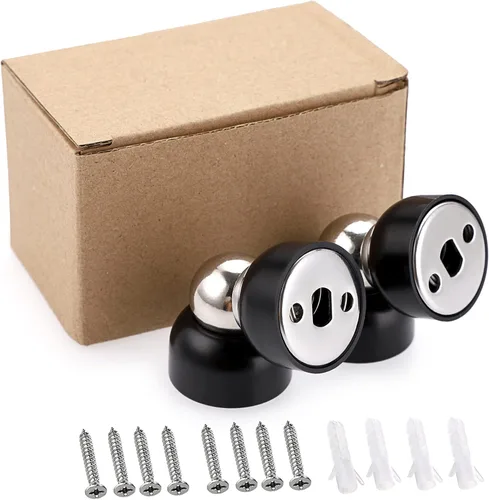 Vista 7 de Sumnacon 2 potentes topes magnéticos para puerta, de acero inoxidable con tornillos, topes de puerta de magnetismo resistentes para dormitorio Negro