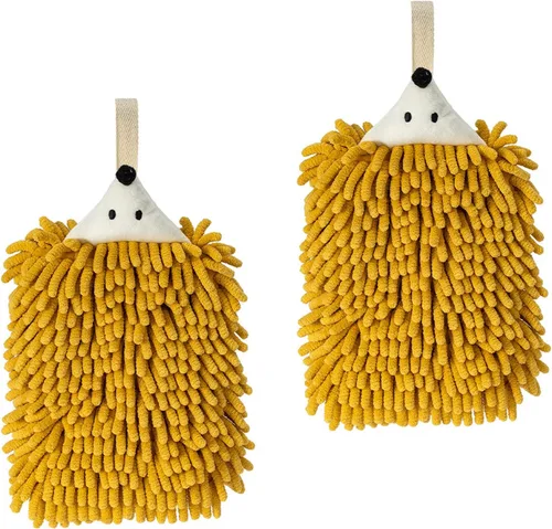 Vista 8 de Paquete de 2 toallas de mano de chenilla de animales lindos, toalla de mano con lazo de bola mullida, toallas de mano colgantes para baño, cocina