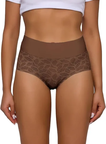 Vista 2 de FallSweet Ropa interior de encaje sin costuras de cintura alta que no se ven bragas sexy banda ancha