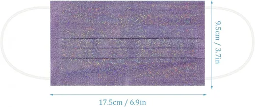 Vista 6 de Mascarillas desechables brillantes de moda, 3 capas transpirables metálicas brillantes con diseño de moda